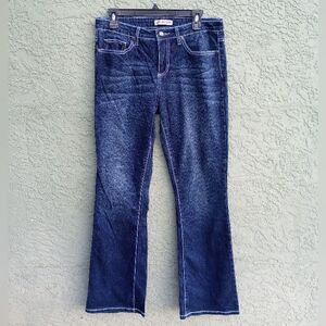 EUC LUX NATION Boot Cut Ladies Denim Jeans Rhinestone Crosses on Pockets 30/10